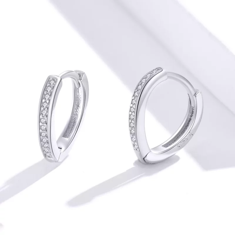 (imagen para) Pendientes de Aro en forma de Corazón de Plata con estilo Pandora - SCE868 - Ver 3