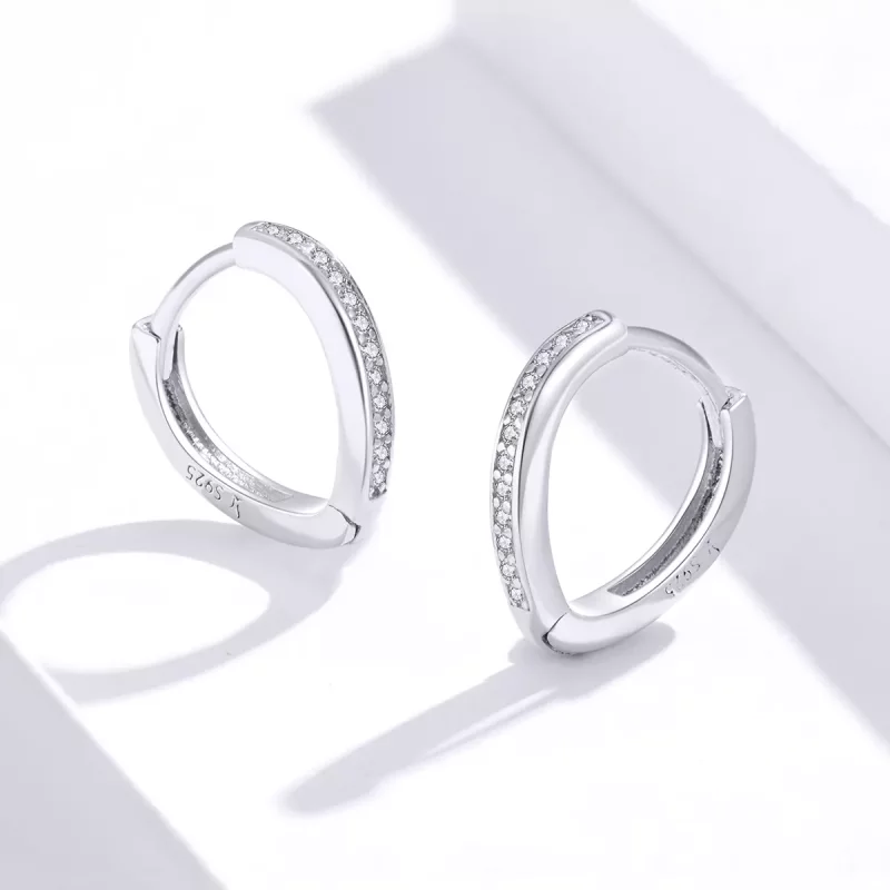 (imagen para) Pendientes de Aro en forma de Corazón de Plata con estilo Pandora - SCE868 - Ver 4