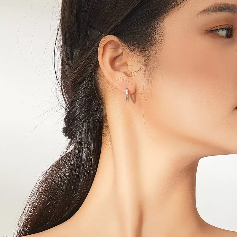 (imagen para) Pendientes de Aro en forma de Corazón de Plata con estilo Pandora - SCE868 - Ver 5