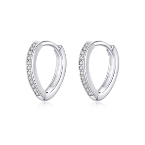 (imagen para) Pendientes de Aro en forma de Corazón de Plata con estilo Pandora - SCE868