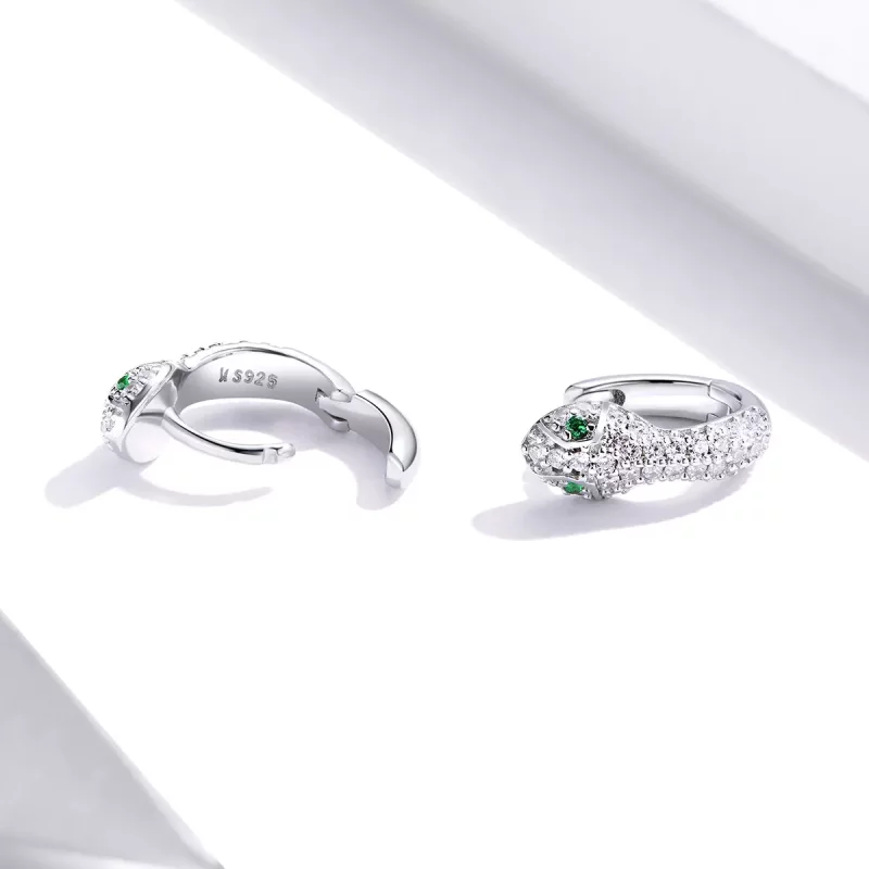 (imagen para) Pendientes de Aro Encantadores de Serpiente en Plata Estilo Pandora - SCE922 - Ver 2