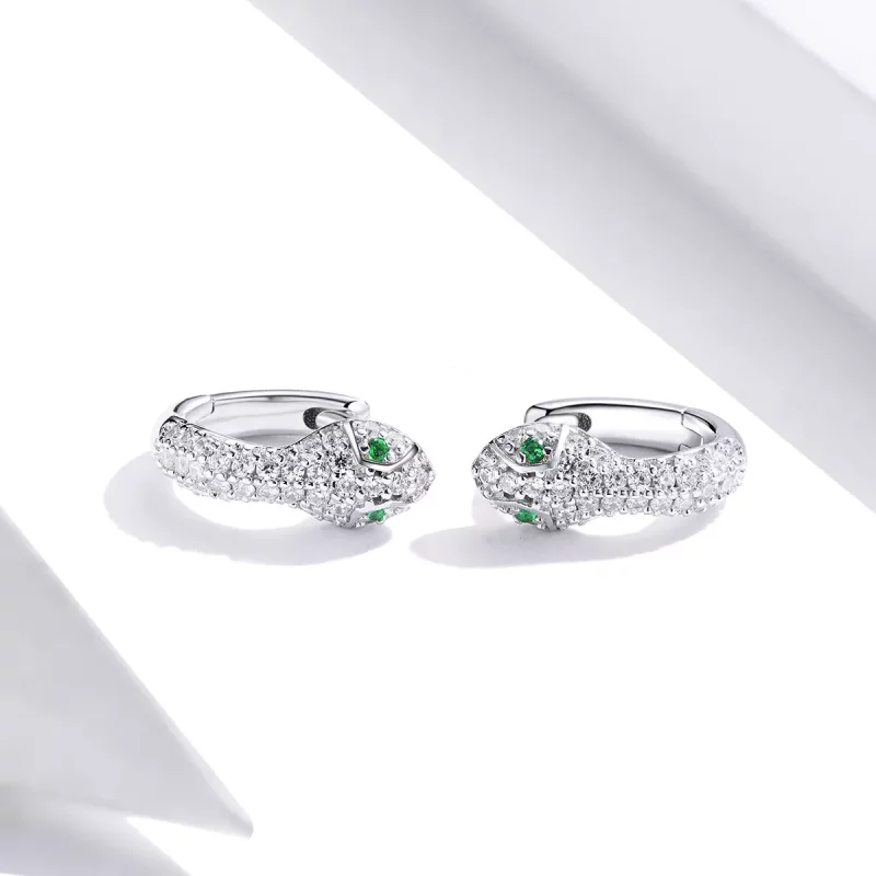 (imagen para) Pendientes de Aro Encantadores de Serpiente en Plata Estilo Pandora - SCE922 - Ver 3