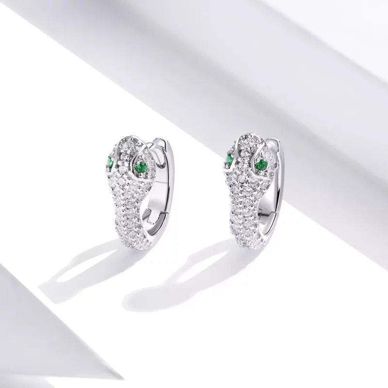 (imagen para) Pendientes de Aro Encantadores de Serpiente en Plata Estilo Pandora - SCE922 - Ver 4