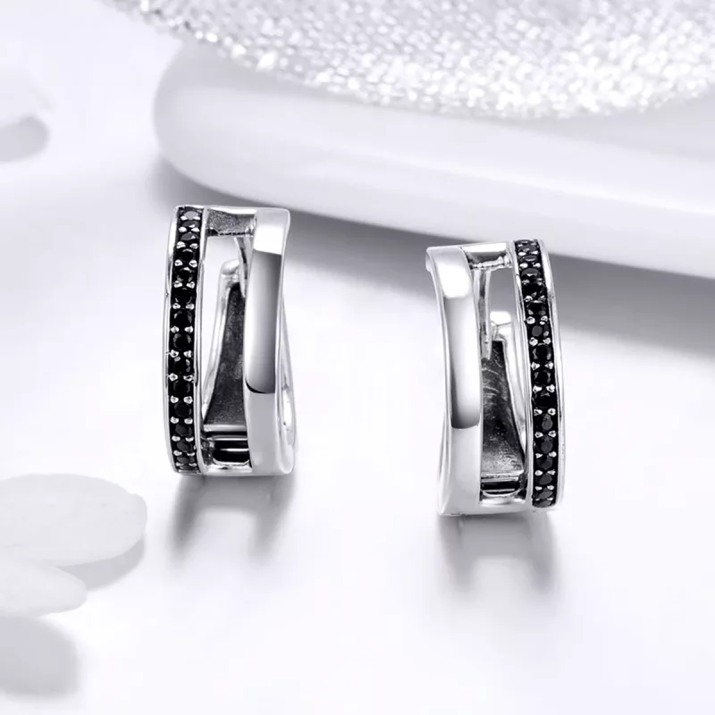 (imagen para) Pendientes de aro estilo Pandora de plata con amor puro - SCE444 - Ver 2