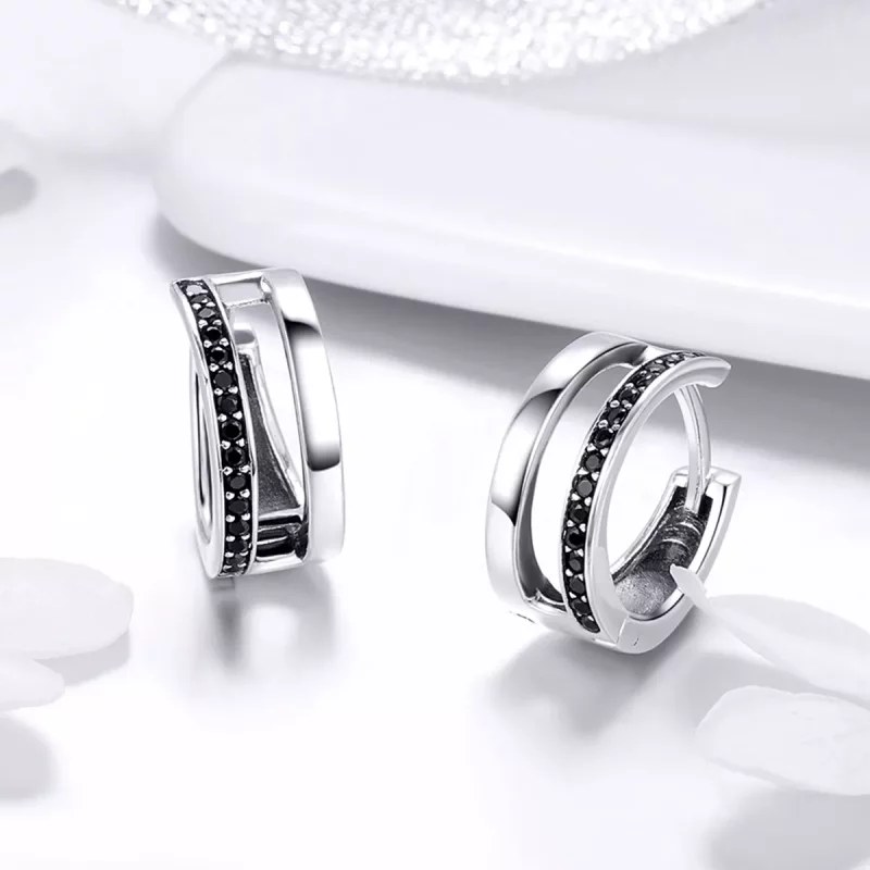 (imagen para) Pendientes de aro estilo Pandora de plata con amor puro - SCE444 - Ver 3