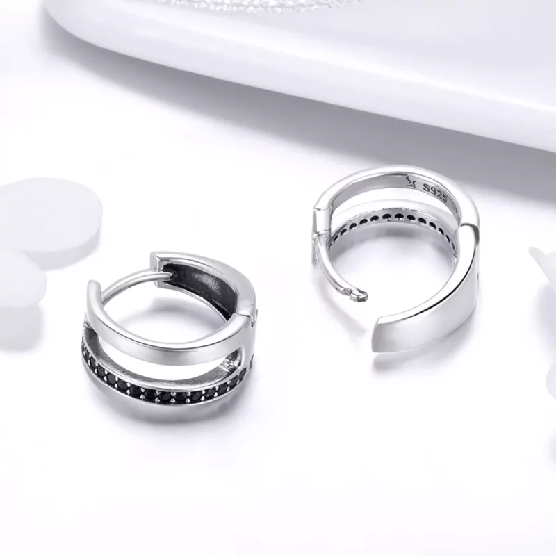 (imagen para) Pendientes de aro estilo Pandora de plata con amor puro - SCE444 - Ver 4