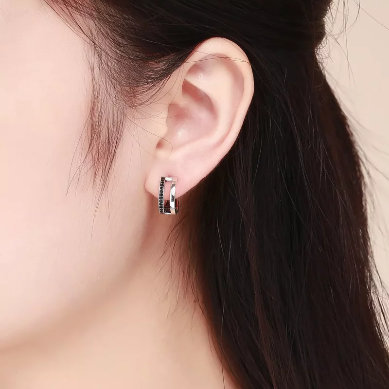 (imagen para) Pendientes de aro estilo Pandora de plata con amor puro - SCE444 - Ver 5