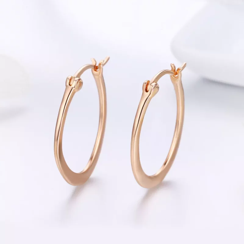 (imagen para) Pendientes de aro estilo Pandora en color oro rosa - SCE478 - Ver 2