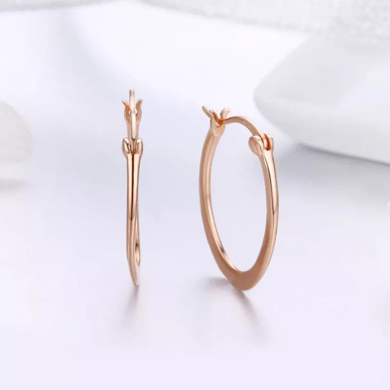 (imagen para) Pendientes de aro estilo Pandora en color oro rosa - SCE478 - Ver 3