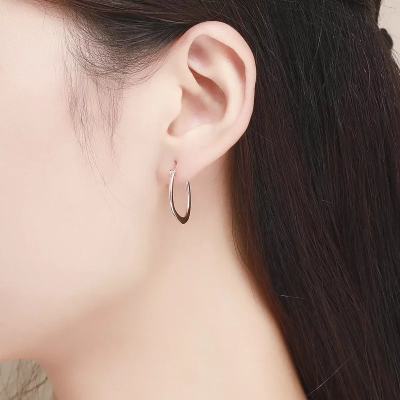 (imagen para) Pendientes de aro estilo Pandora en color oro rosa - SCE478 - Ver 5