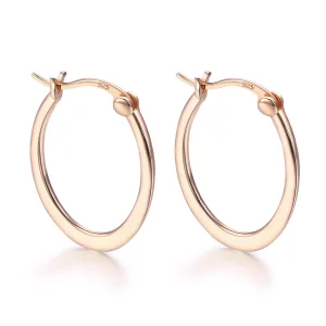 (imagen para) Pendientes de aro estilo Pandora en color oro rosa - SCE478