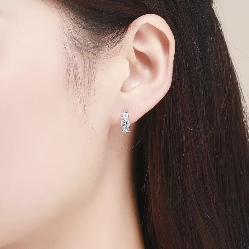(imagen para) Pendientes de aro estilo Pandora en plata con brillo romántico - SCE485 - Ver 5