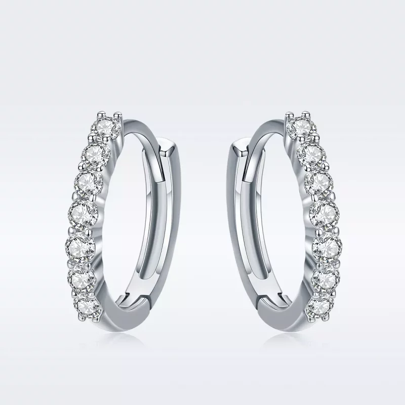 (imagen para) Pendientes de aro estilo Pandora en plata con declaración de gracia - SCE351-1H - Ver 2