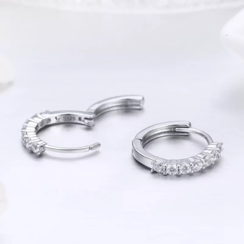 (imagen para) Pendientes de aro estilo Pandora en plata con declaración de gracia - SCE351-1H - Ver 4