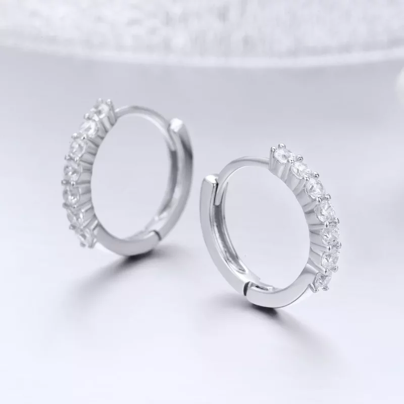 (imagen para) Pendientes de aro estilo Pandora en plata con declaración de gracia - SCE351-1H - Ver 5