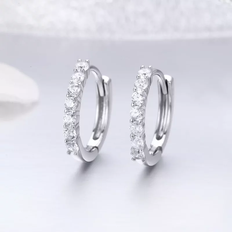 (imagen para) Pendientes de aro estilo Pandora en plata con declaración de gracia - SCE351-1H - Ver 6