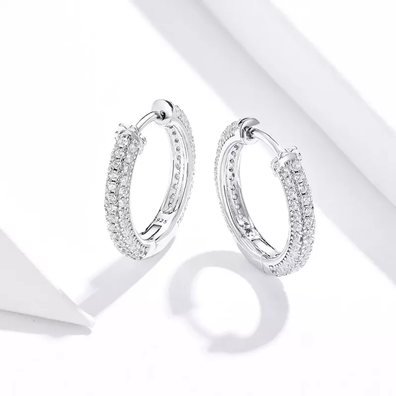 (imagen para) Pendientes de Aro Plateados con Estilo Pandora - BSE300 - Ver 4