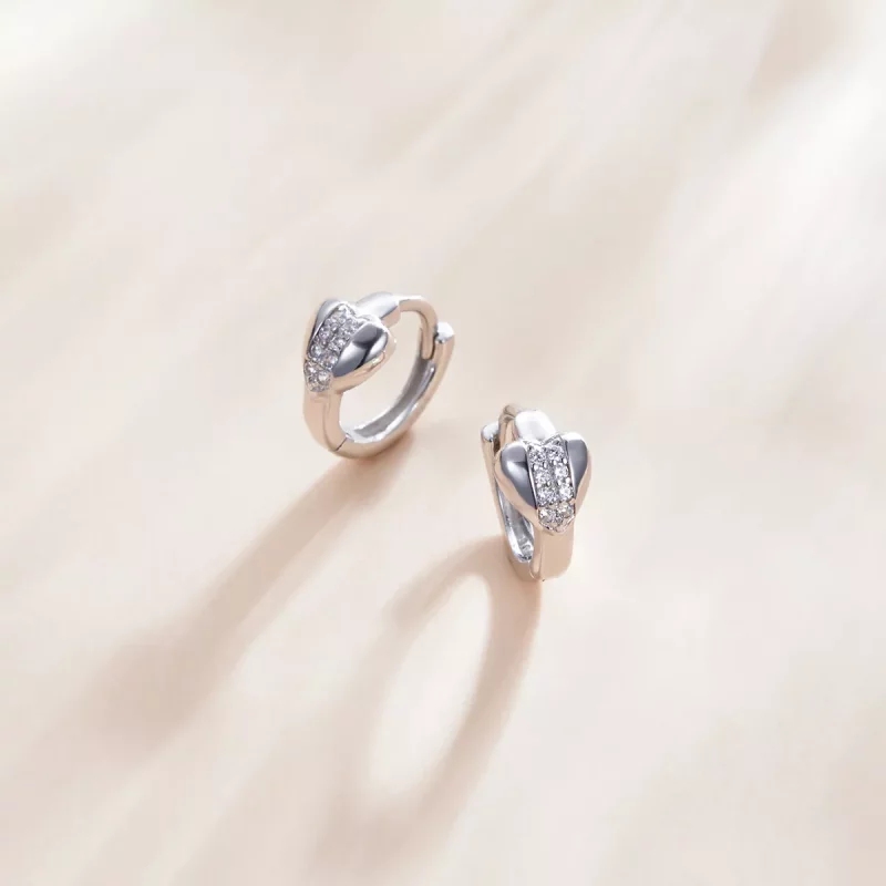 (imagen para) Pendientes de Aro Plateados con Estilo Pandora de Amor Brillante - SCE1109 - Ver 2