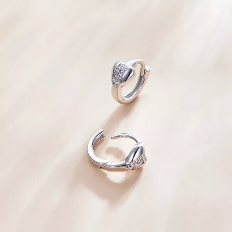 (imagen para) Pendientes de Aro Plateados con Estilo Pandora de Amor Brillante - SCE1109 - Ver 3