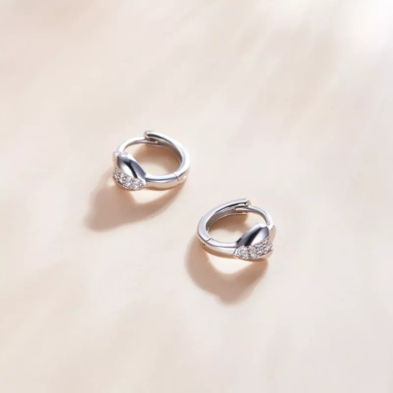 (imagen para) Pendientes de Aro Plateados con Estilo Pandora de Amor Brillante - SCE1109 - Ver 4