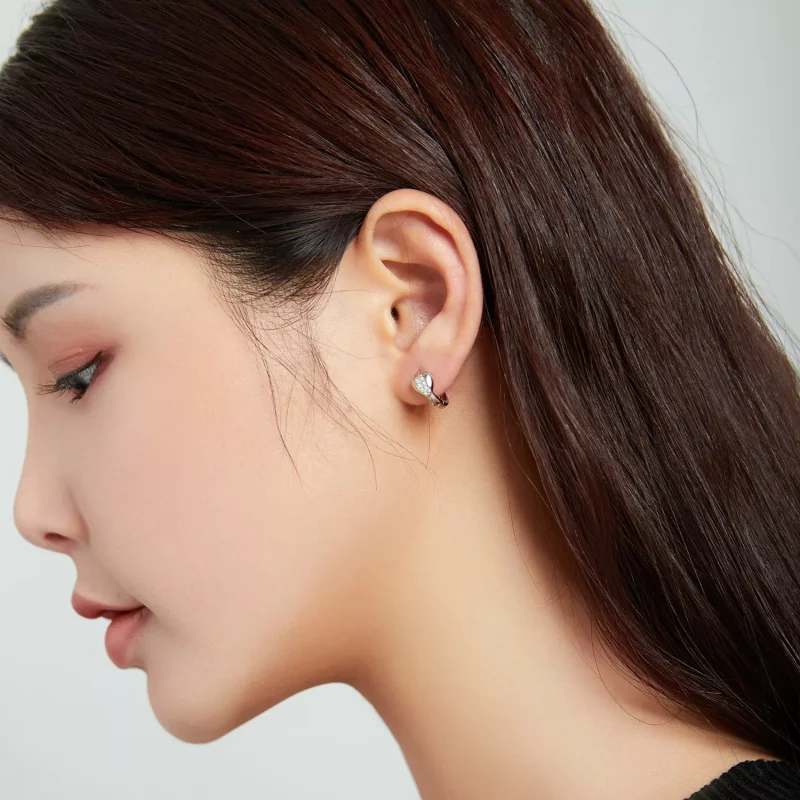 (imagen para) Pendientes de Aro Plateados con Estilo Pandora de Amor Brillante - SCE1109 - Ver 6