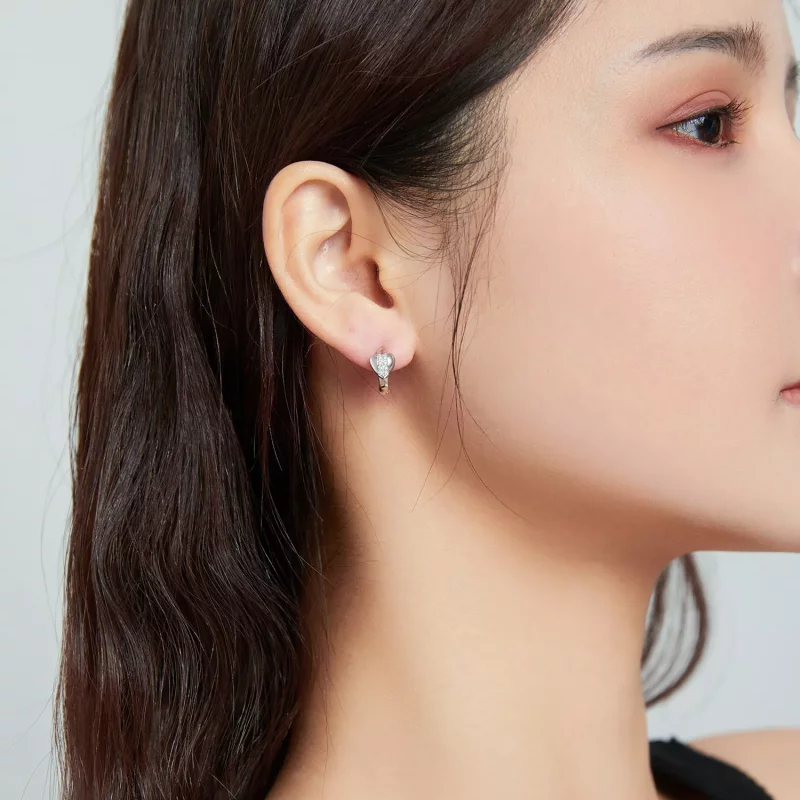 (imagen para) Pendientes de Aro Plateados con Estilo Pandora de Amor Brillante - SCE1109 - Ver 7