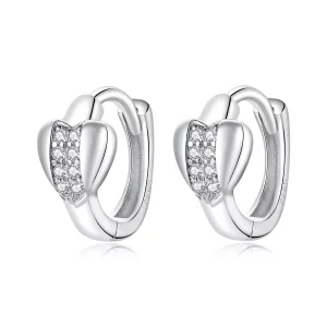 Pendientes de Aro Plateados con Estilo Pandora de Amor Brillante - SCE1109 (imagen para) Pendientes de Aro Plateados con Estilo Pandora de Amor Brillante - SCE1109