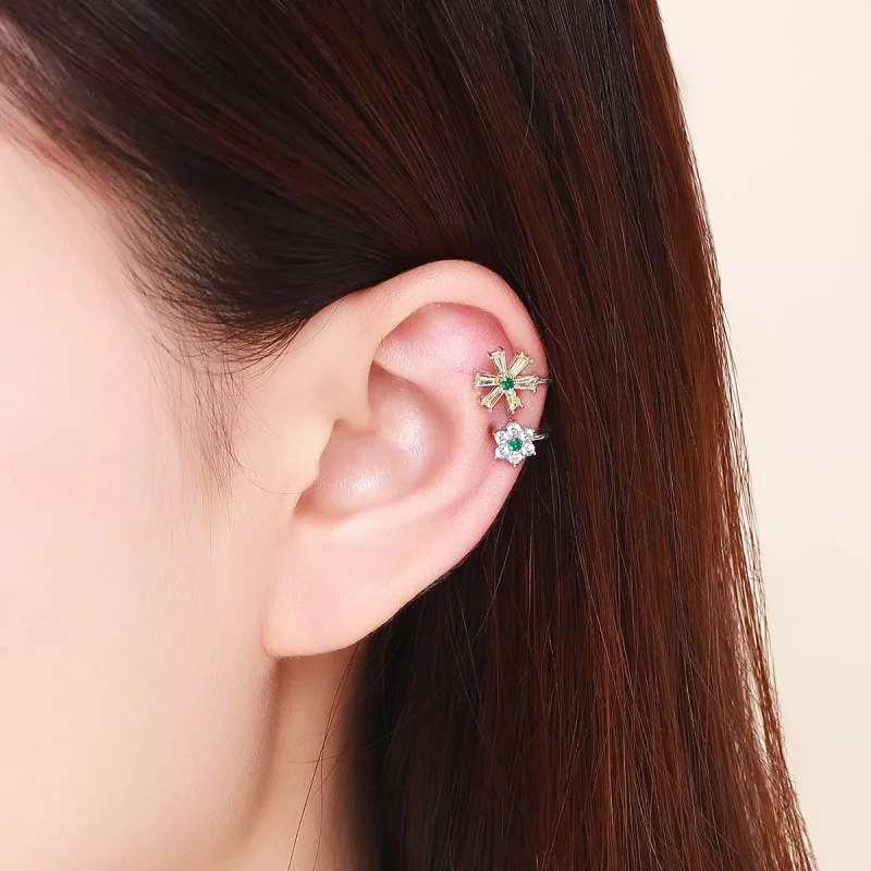 (imagen para) Pendientes de botón con flores de margarita plateadas estilo Pandora - SCE487 - Ver 5