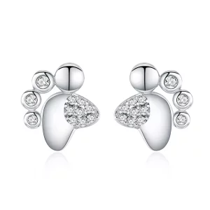 Pendientes de botón con huellas de gatito lindo antialérgico de plata estilo Pandora - BSE033 (imagen para) Pendientes de botón con huellas de gatito lindo antialérgico de plata estilo Pandora - BSE033