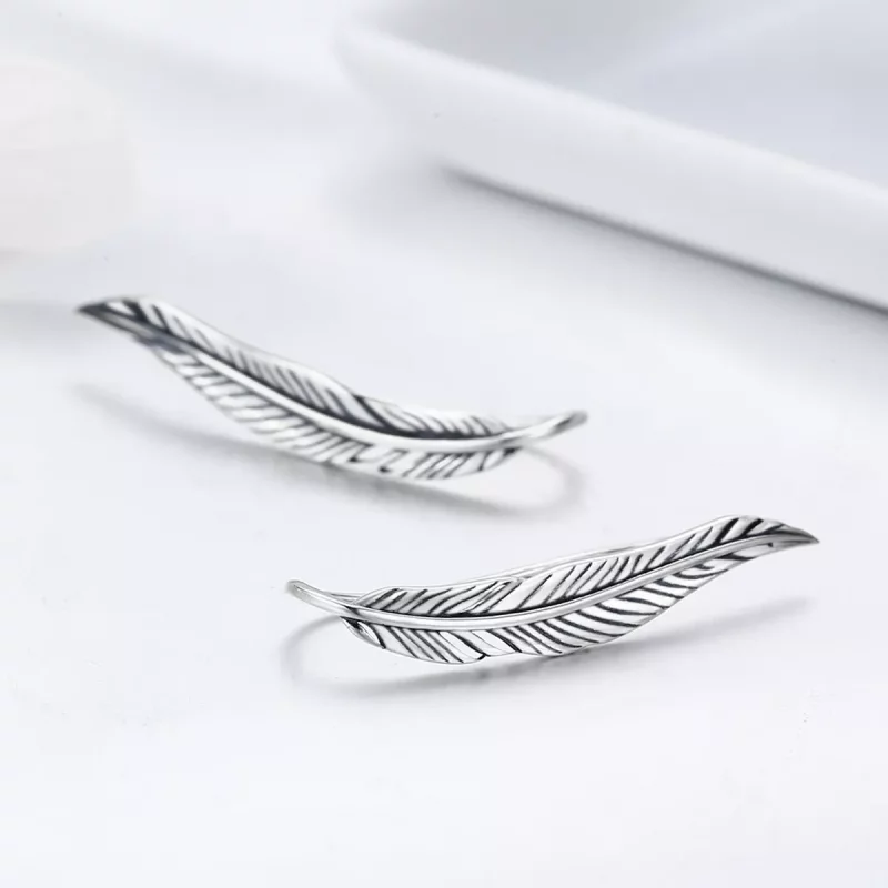 (imagen para) Pendientes de Botón de Estilo Pandora con Alas Retro de Plata - SCE258 - Ver 5