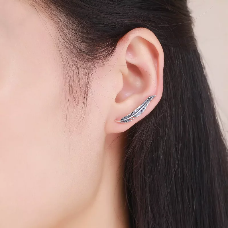 (imagen para) Pendientes de Botón de Estilo Pandora con Alas Retro de Plata - SCE258 - Ver 6