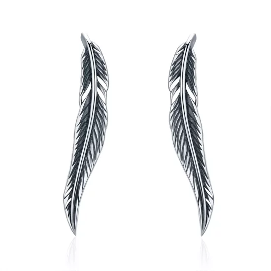 (imagen para) Pendientes de Botón de Estilo Pandora con Alas Retro de Plata - SCE258