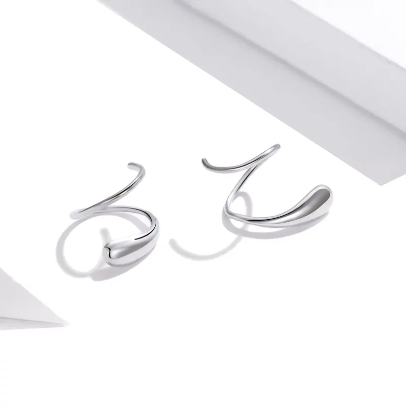 (imagen para) Pendientes de botón de estilo Pandora de plata con creativas gotas de agua - SCE - Ver 2