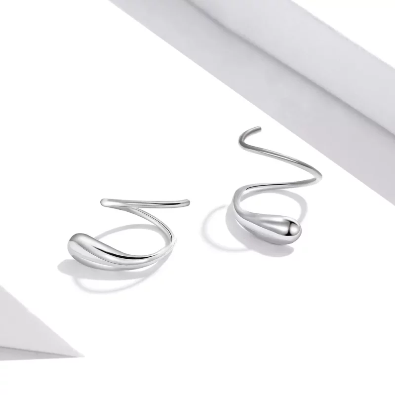 (imagen para) Pendientes de botón de estilo Pandora de plata con creativas gotas de agua - SCE - Ver 4