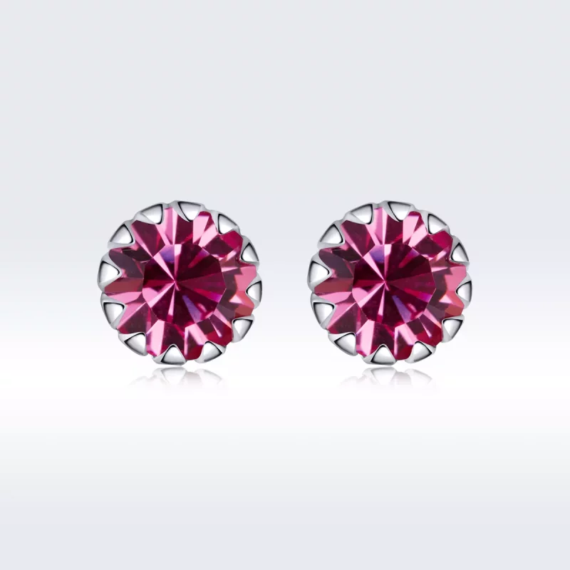 (imagen para) Pendientes de botón de estilo Pandora de plata con piedra de nacimiento de octub - Ver 3