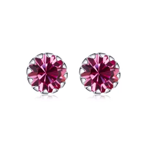 Pendientes de botón de estilo Pandora de plata con piedra de nacimiento de octubre - SCE862-10 (imagen para) Pendientes de botón de estilo Pandora de plata con piedra de nacimiento de octubre - SCE862-10