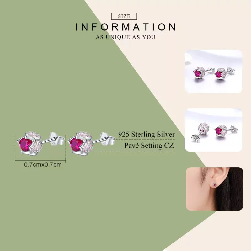 (imagen para) Pendientes de botón de estilo Pandora en plata con forma de tulipán - BSE042 - Ver 7
