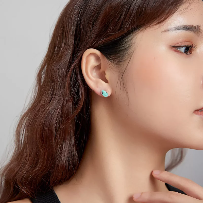 (imagen para) Pendientes de botón de estilo Pandora en plata con gran pájaro de pico largo y h - Ver 5