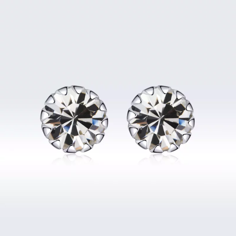 (imagen para) Pendientes de botón de estilo Pandora en plata con piedra de nacimiento de abril - Ver 3