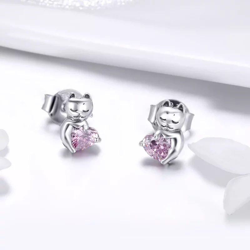 (imagen para) pendientes de botón de estilo Pandora en plata son adorables y tienen forma de g - Ver 2