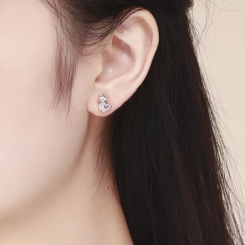 (imagen para) pendientes de botón de estilo Pandora en plata son adorables y tienen forma de g - Ver 4