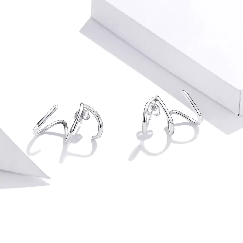 (imagen para) Pendientes de botón de línea simple estilo Pandora en plata - SCE986 - Ver 2