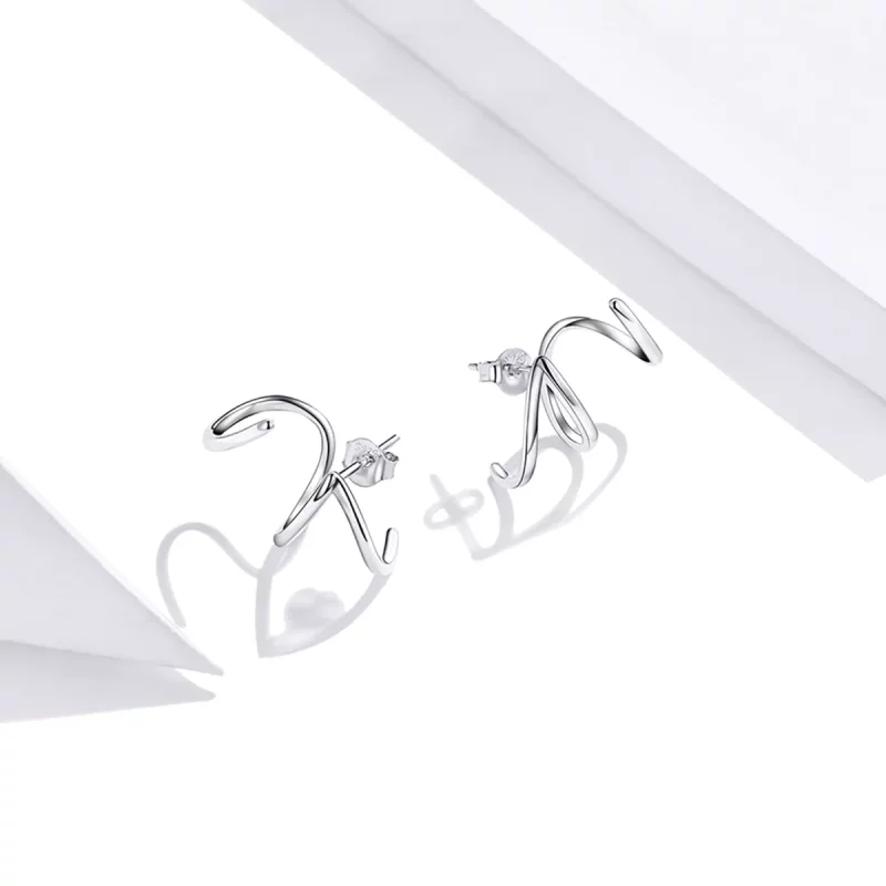 (imagen para) Pendientes de botón de línea simple estilo Pandora en plata - SCE986 - Ver 4