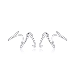 (imagen para) Pendientes de botón de línea simple estilo Pandora en plata - SCE986