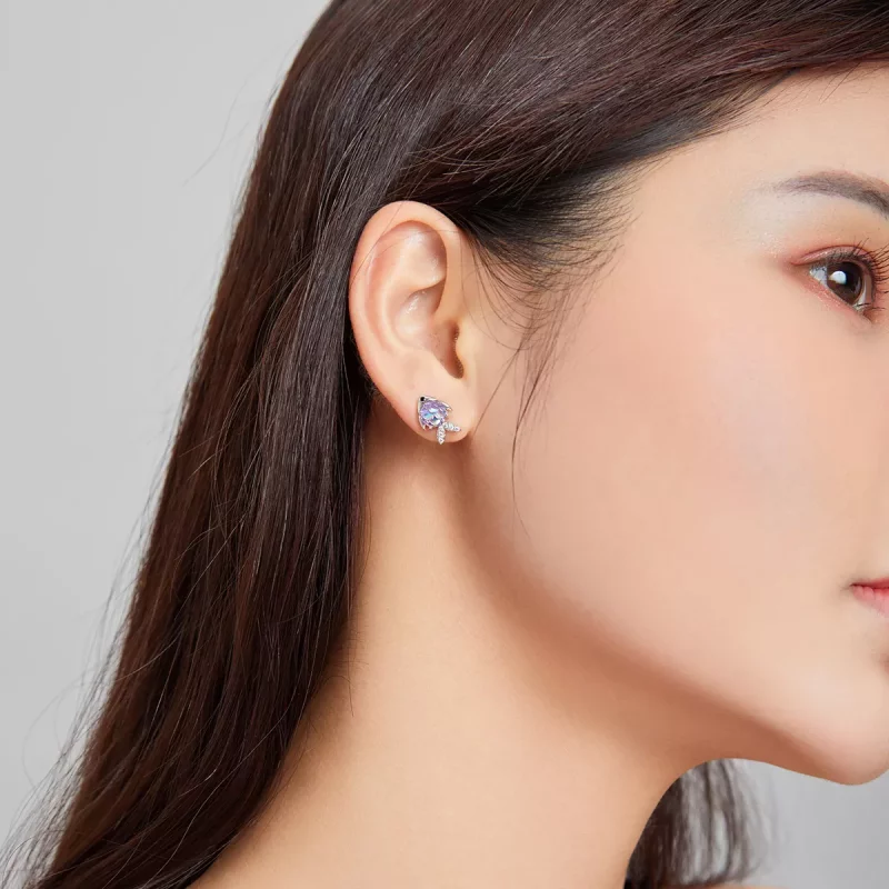 (imagen para) Pendientes de botón de plata estilo Pandora con alegre pececito - SCE1028 - Ver 7