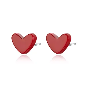 (imagen para) Pendientes de botón de plata estilo Pandora con diseño de amor - SCE595