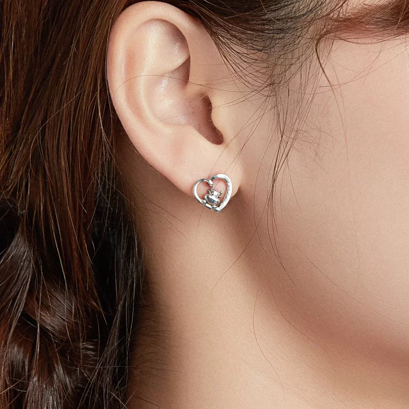 (imagen para) Pendientes de botón de plata estilo Pandora con linda vaca - SCE984 - Ver 6