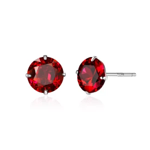 Pendientes de botón de plata estilo Pandora con rubí - BSE166-RD (imagen para) Pendientes de botón de plata estilo Pandora con rubí - BSE166-RD