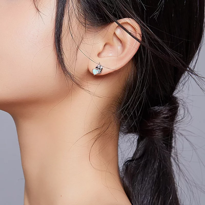 (imagen para) Pendientes de botón de unicornio plateado con estilo Pandora - SCE896 - Ver 5