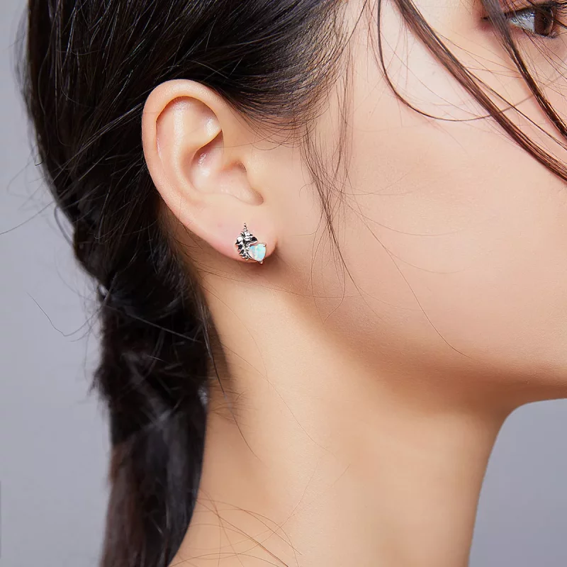 (imagen para) Pendientes de botón de unicornio plateado con estilo Pandora - SCE896 - Ver 6